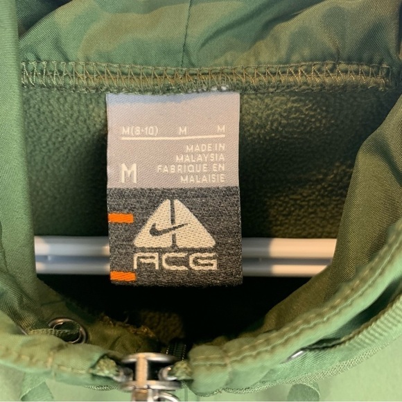 Vintage Nike ACG sz M Olive Green Fleece Lined Graphic Full Zip Women’s Hoodie - Picture 4 of 13